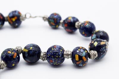 Vintage Venetian Murano Millefiori Glass Italy Beaded Mosaic Chocker Necklace - Thumbnail 7