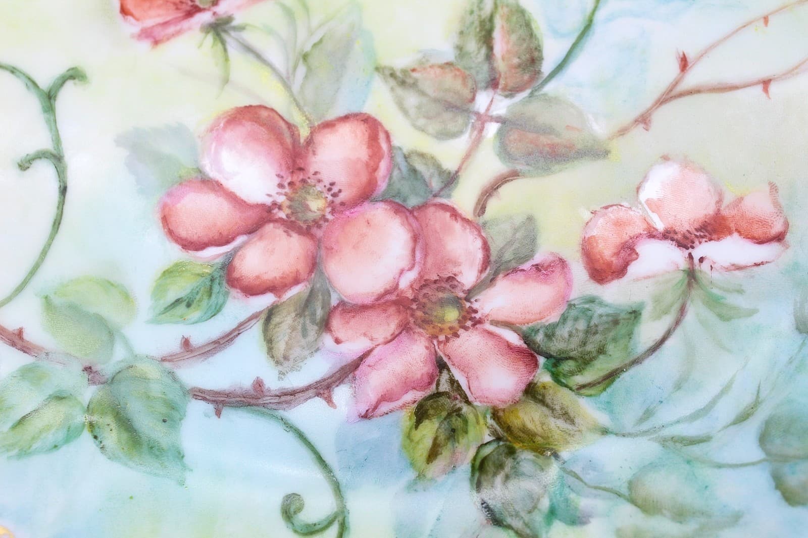 Bavaria Tirschenreuth Germany Hand Painted Signed Floral Porcelain Serving Tray - Thumbnail 4