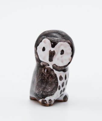 Vintage Made In Denmark Pottery Clay Hand Painted Set of 3 Owls Bird Figurines - Thumbnail 4