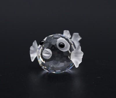 Swarovski Blowfish Puffer Fish Austria Fine Crystal Frosted Miniature Figurine - Thumbnail 2