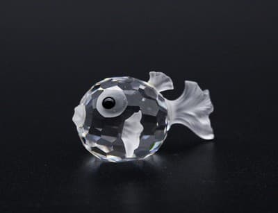 Swarovski Blowfish Puffer Fish Austria Fine Crystal Frosted Miniature Figurine - Thumbnail 3
