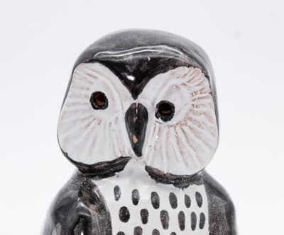 Vintage Made In Denmark Pottery Clay Hand Painted Set of 3 Owls Bird Figurines - Thumbnail 2
