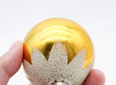 Shiny Brite Vintage U.S.A. Mica Snowcap Gold Ball Glass Christmas Ornament - Thumbnail 4