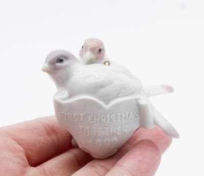 Lladro Retired Spain First Christmas Together Love Birds Porcelain Ornament 1992 - Thumbnail 6