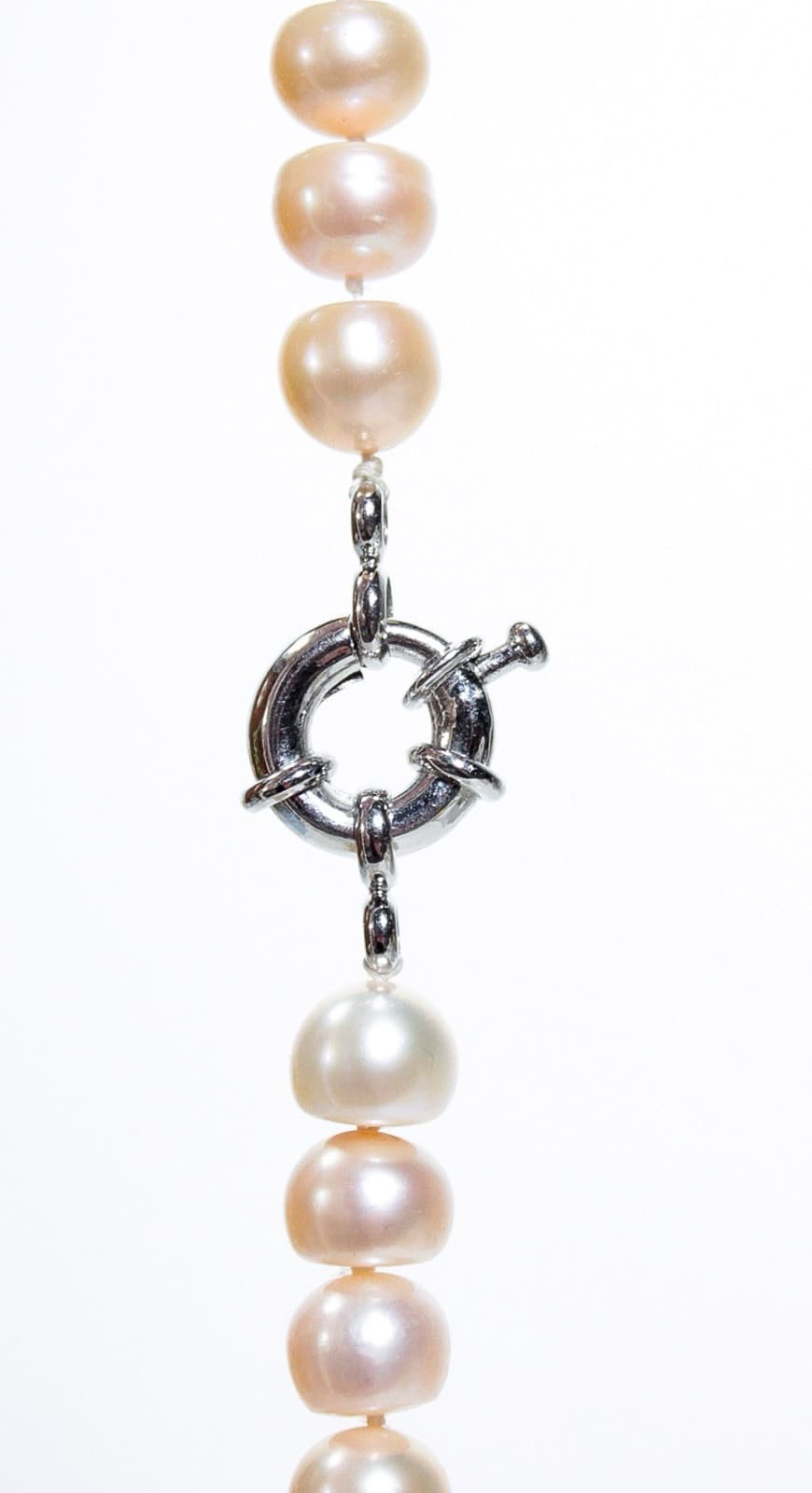 Hand Knotted Natural Freshwater Pearls Beaded Necklace 8-9mm 18" - Thumbnail 4