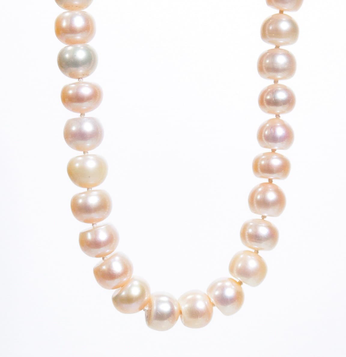 Hand Knotted Natural Freshwater Pearls Beaded Necklace 8-9mm 18" - Thumbnail 5