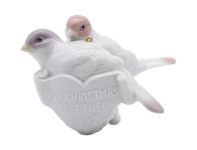 Lladro Retired Spain First Christmas Together Love Birds Porcelain Ornament 1992 - Image 1