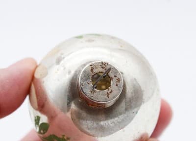 Shiny Brite Vintage Silvered Stencil Floral Motif Glass Christmas Ornament - Thumbnail 3
