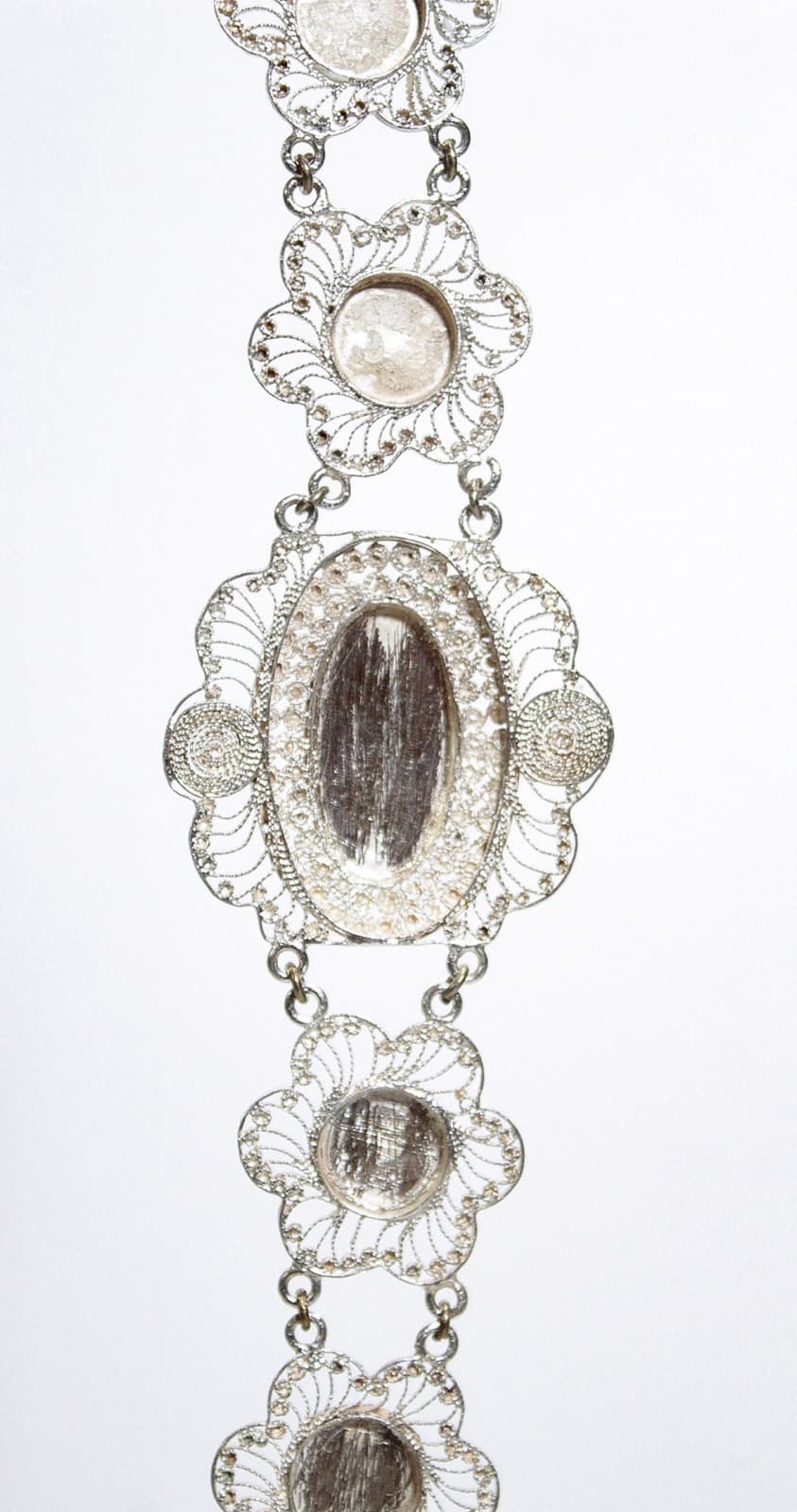 Vintage SIAM Sterling Silver Filigree Linked Enamel Statement Bracelet - Thumbnail 4