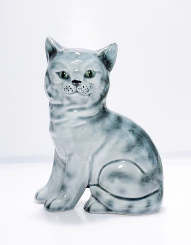 Antique Germany Hand Painted Sitting Tabby Cat Sculpture Figurine - Thumbnail 6