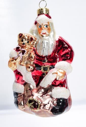 RARE Vintage Christopher Radko Santa w/ Bear Glass Christmas Ornament - Thumbnail 7