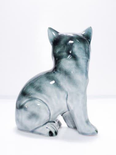 Antique Germany Hand Painted Sitting Tabby Cat Sculpture Figurine - Thumbnail 7