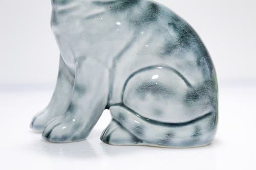 Antique Germany Hand Painted Sitting Tabby Cat Sculpture Figurine - Thumbnail 3