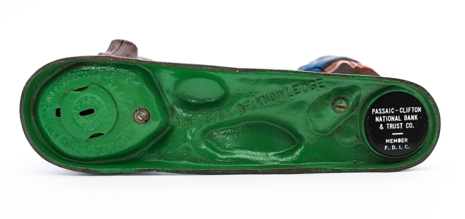 National Bank & Trust Co. The Book Of Knowledge Cast Iron Repro Coin Bank - Thumbnail 12