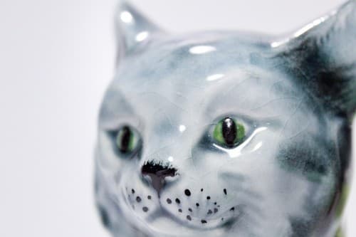 Antique Germany Hand Painted Sitting Tabby Cat Sculpture Figurine - Thumbnail 4