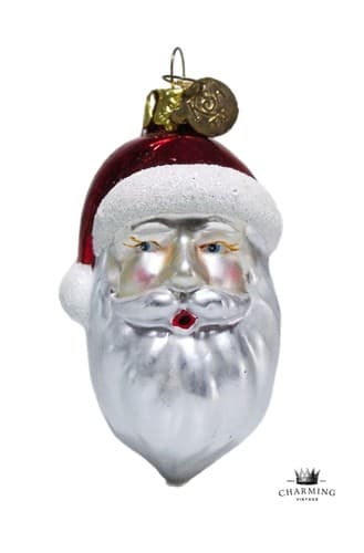 Vintage KURT S. ADLER KSA Small Santa Head Glass Christmas Holiday Ornament - Image 1