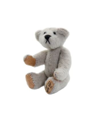 LITTLE GEM TEDDY BEAR Dollhouse Miniature Jointed Light Grey Teddy Bear - Image 1