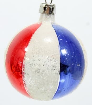 Vtg Poland Mica Multicolor Circus Ball Motif Glass Christmas Ornament - Thumbnail 3