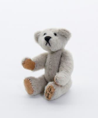 LITTLE GEM TEDDY BEAR Dollhouse Miniature Jointed Light Grey Teddy Bear - Thumbnail 6