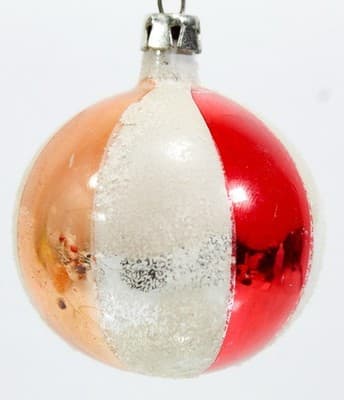 Vtg Poland Mica Multicolor Circus Ball Motif Glass Christmas Ornament - Thumbnail 2