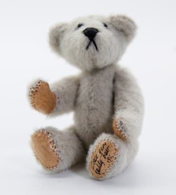 LITTLE GEM TEDDY BEAR Dollhouse Miniature Jointed Light Grey Teddy Bear - Thumbnail 4