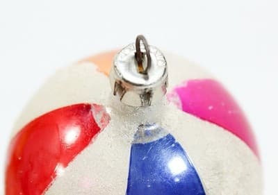 Vtg Poland Mica Multicolor Circus Ball Motif Glass Christmas Ornament - Thumbnail 5