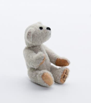 LITTLE GEM TEDDY BEAR Dollhouse Miniature Jointed Light Grey Teddy Bear - Thumbnail 5