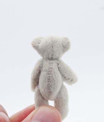 LITTLE GEM TEDDY BEAR Dollhouse Miniature Jointed Light Grey Teddy Bear - Thumbnail 3