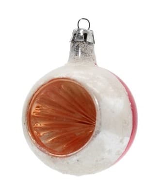 Vintage Poland Mica Multicolor Striped Indent Reflector Glass Christmas Ornament - Image 1