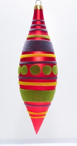 Vintage European Glass & Felt Large Multicolor Icicle Christmas Ornament 8" - Thumbnail 5