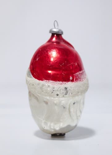 Vintage Germany Mercury Glass Santa Head Christmas Ornament Hand Painted - Thumbnail 4