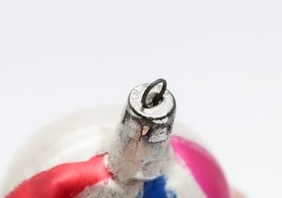 Vintage Poland Mica Multicolor Striped Indent Reflector Glass Christmas Ornament - Thumbnail 4