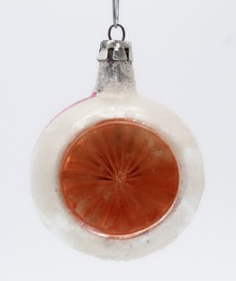 Vintage Poland Mica Multicolor Striped Indent Reflector Glass Christmas Ornament - Thumbnail 2