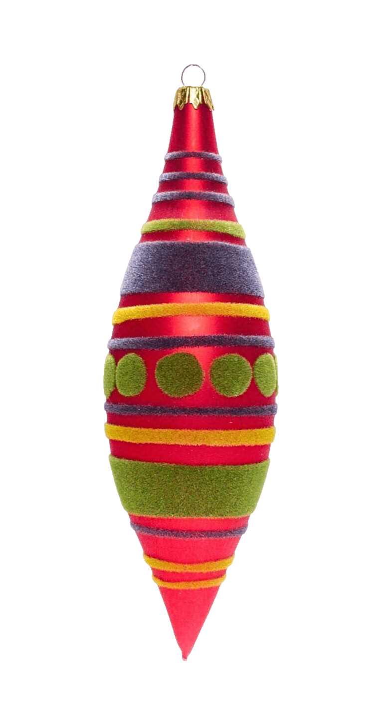 Vintage European Glass & Felt Large Multicolor Icicle Christmas Ornament 8" - Image 1