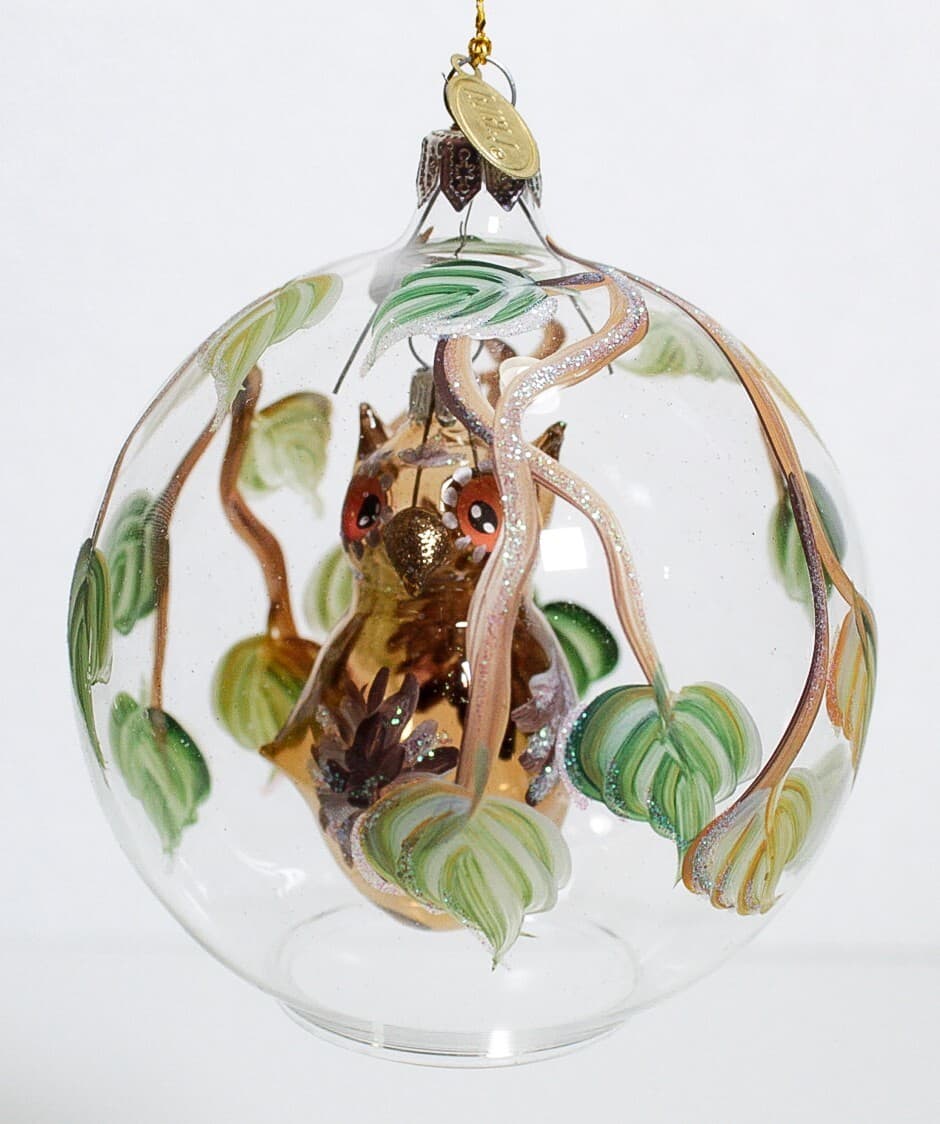 PIER 1 Imports Hand Painted Glass Owl Bird Dome Glass Christmas Ornament - Thumbnail 3
