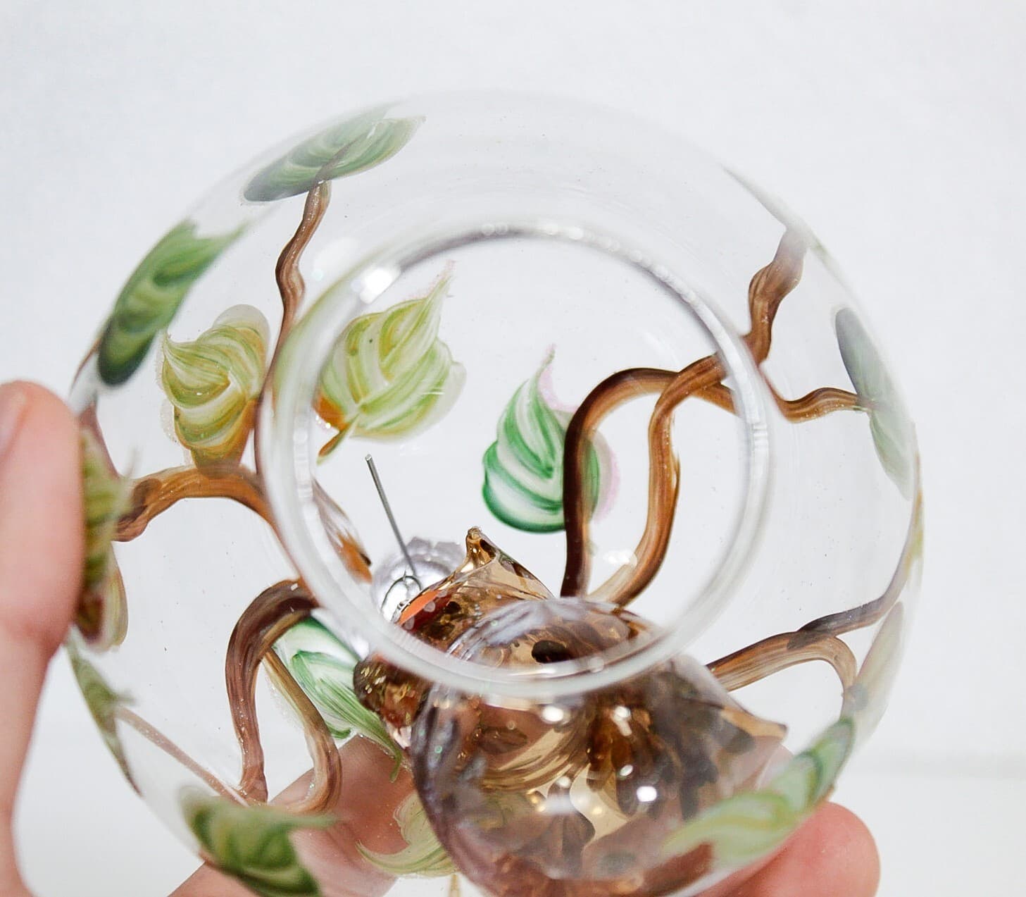 PIER 1 Imports Hand Painted Glass Owl Bird Dome Glass Christmas Ornament - Thumbnail 8