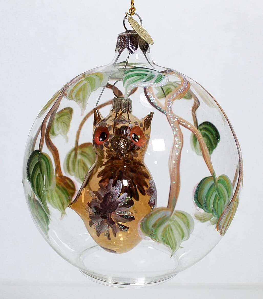 PIER 1 Imports Hand Painted Glass Owl Bird Dome Glass Christmas Ornament - Thumbnail 10