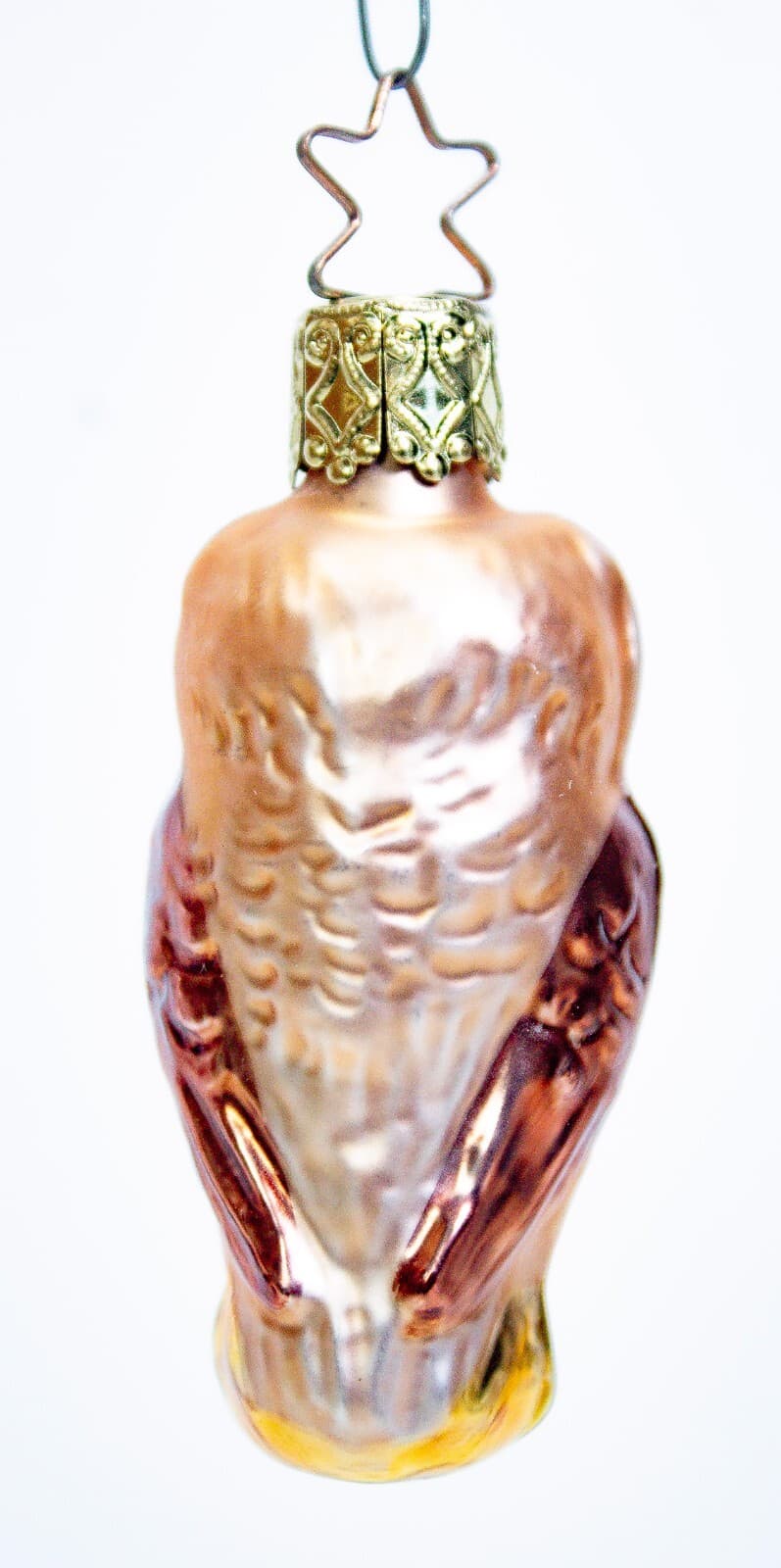 INGE-GLAS Made In Germany Glass Owl Decorative Christmas Ornament - Thumbnail 3