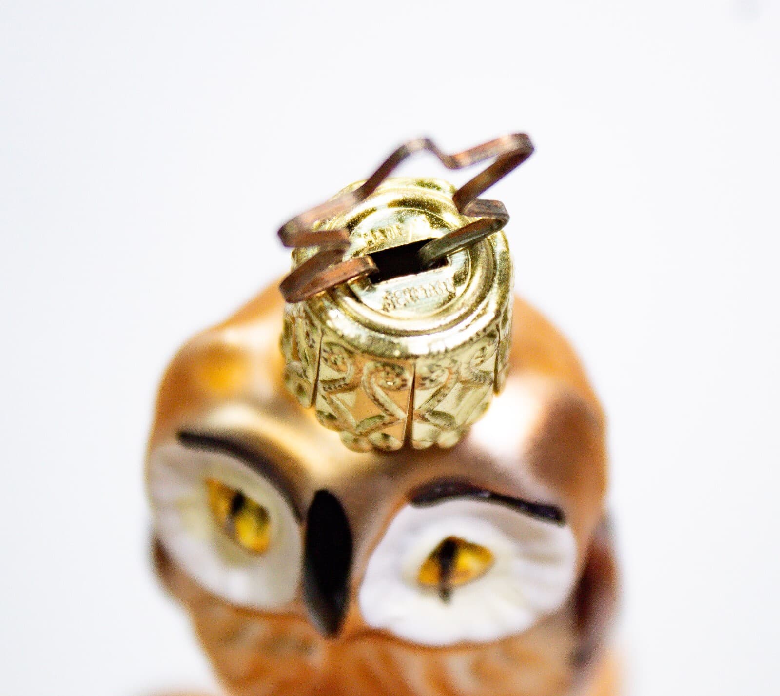 INGE-GLAS Made In Germany Glass Owl Decorative Christmas Ornament - Thumbnail 6
