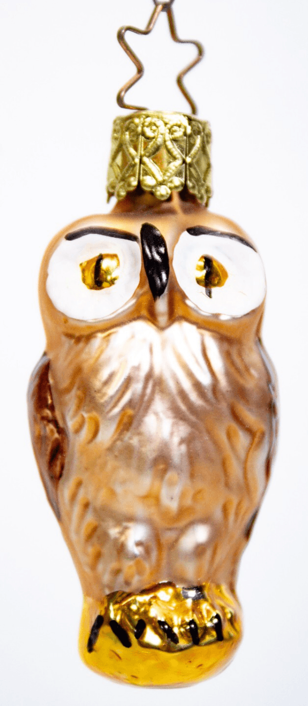 INGE-GLAS Made In Germany Glass Owl Decorative Christmas Ornament - Image 1