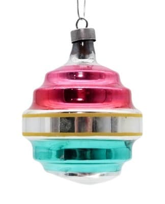 Vintage Multicolor Premier Spinning Top UFO Glass Christmas Ornament - Image 1