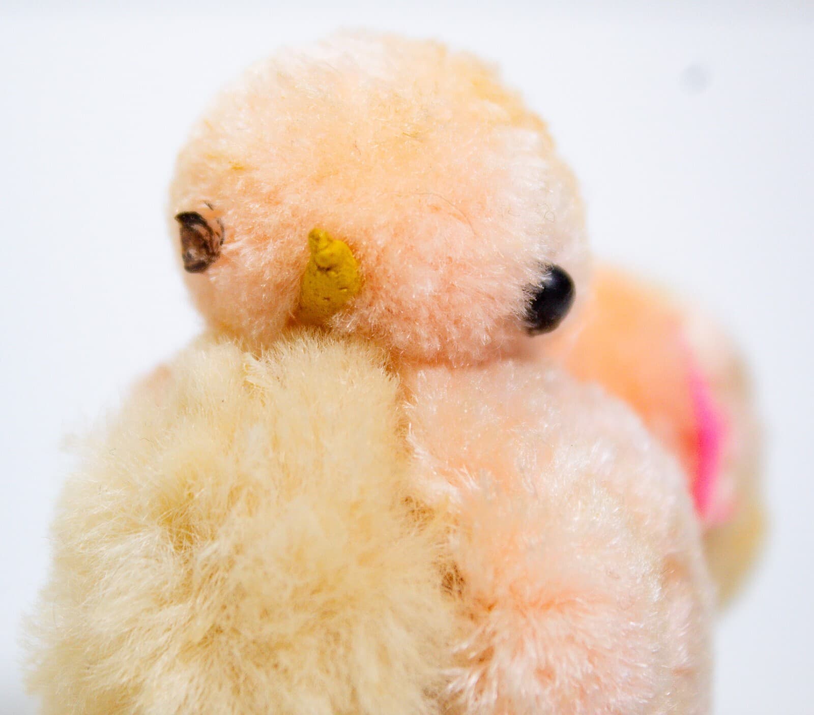 Japanese Vintage Fluffy Yellow And Pink Easter Decoration Pom Pom Chenille Chick - Thumbnail 5