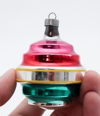 Vintage Multicolor Premier Spinning Top UFO Glass Christmas Ornament - Thumbnail 2