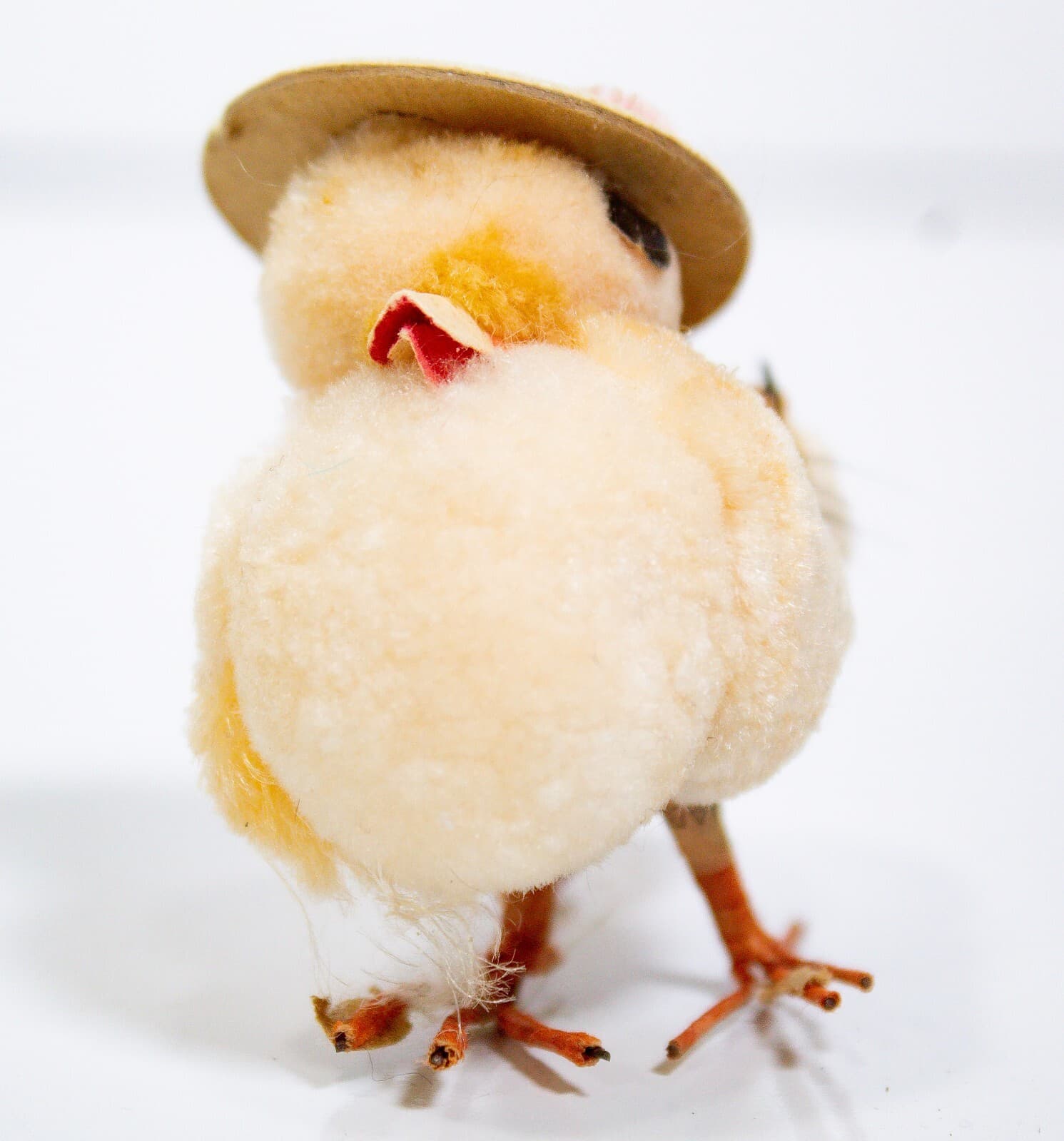 Made in Japan Vintage Yellow Easter Decoration Pom Pom Chenille Chick With Hat - Thumbnail 3