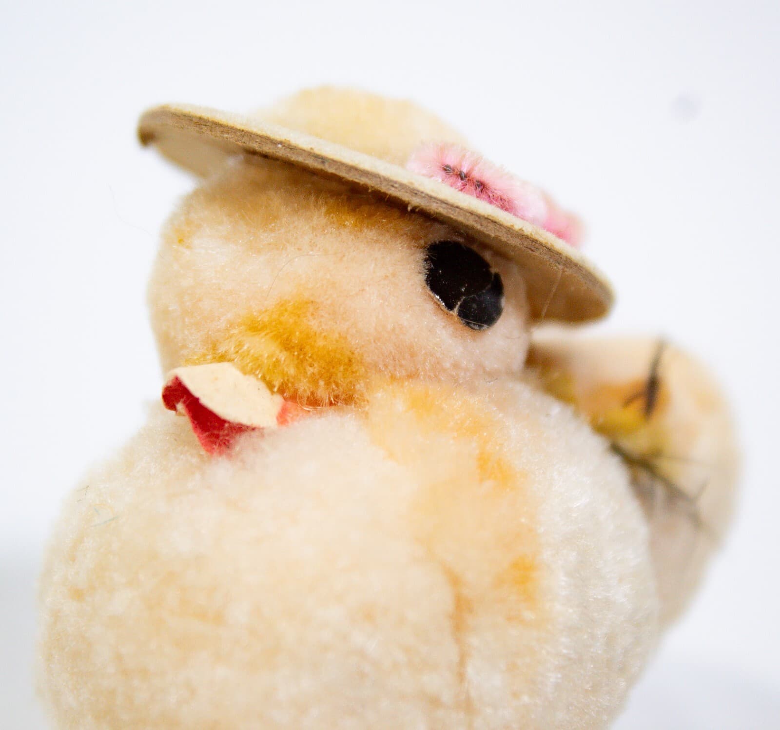 Made in Japan Vintage Yellow Easter Decoration Pom Pom Chenille Chick With Hat - Thumbnail 5