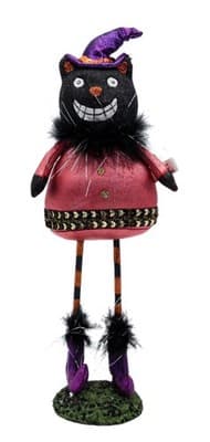 Vintage Hand Made Primitive Black Cat w/ Witch Hat Halloween Figure Doll - Image 1