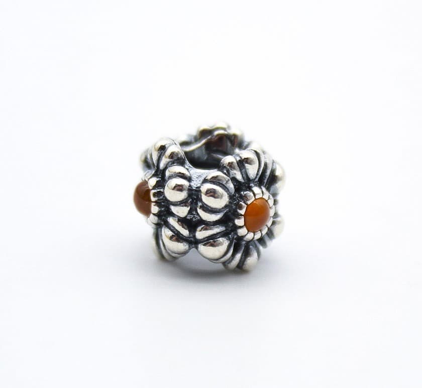 Pandora Authentic Sterling Silver Natural Carnelian July Birthday Blooms Charm - Thumbnail 6
