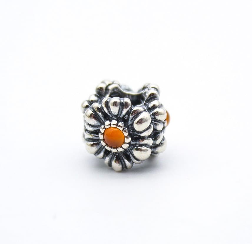 Pandora Authentic Sterling Silver Natural Carnelian July Birthday Blooms Charm - Thumbnail 8