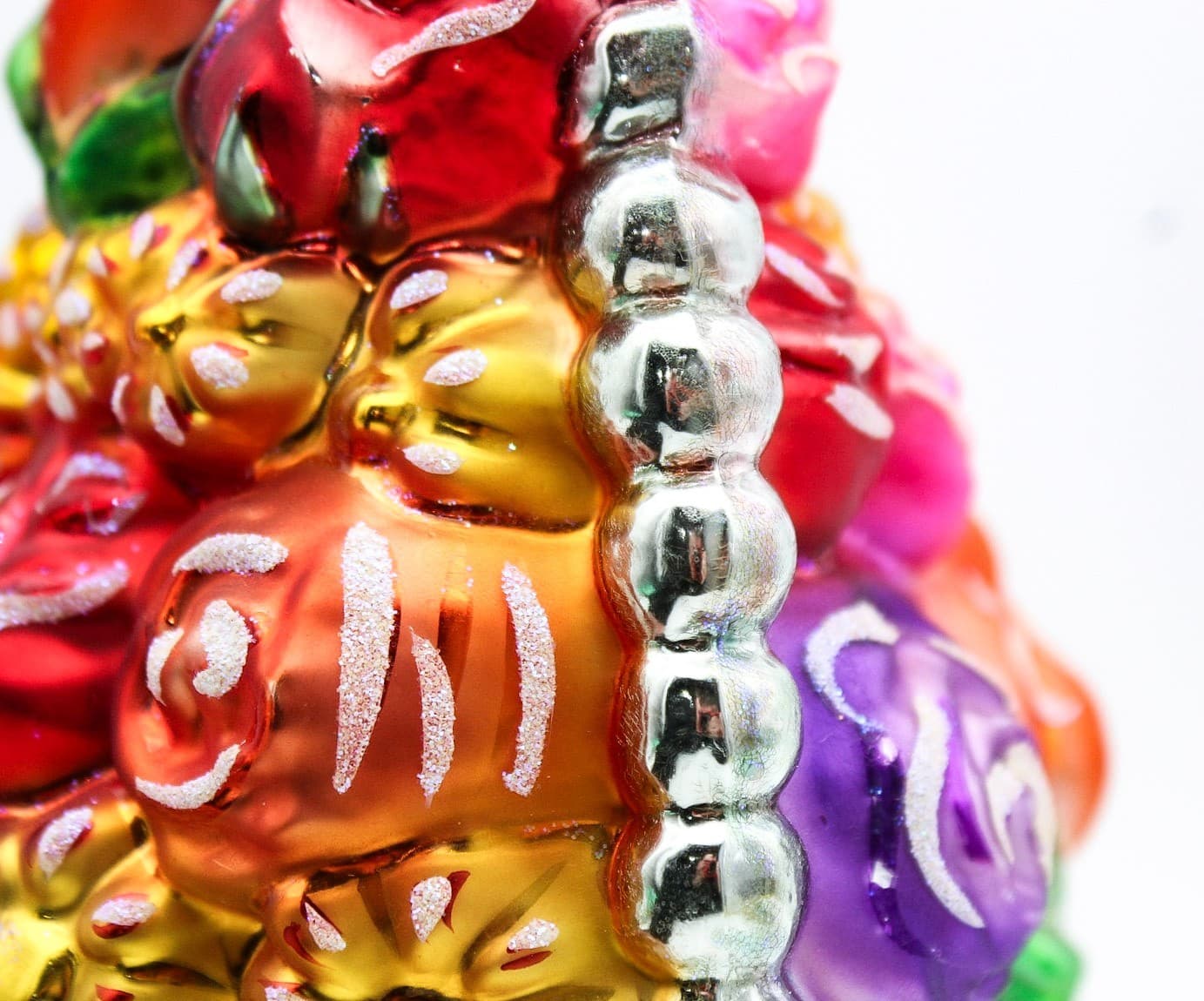 1998 Christopher Radko Flower Basket Hand Painted Glass Christmas Ornament 5.5" - Thumbnail 4