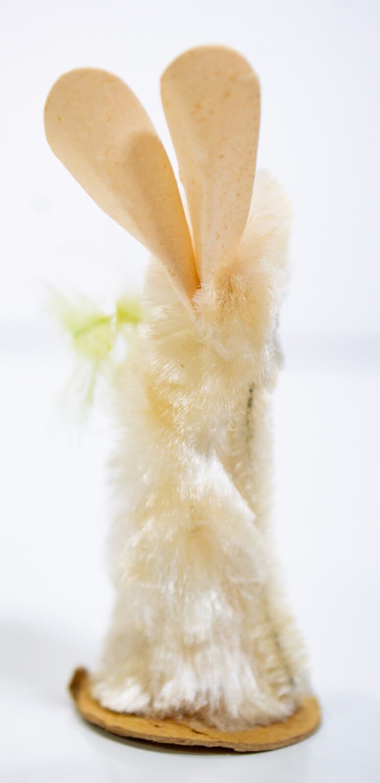 Japanese Vintage Fluffy Easter Decoration White Chenille Bunny With Carrot - Thumbnail 2